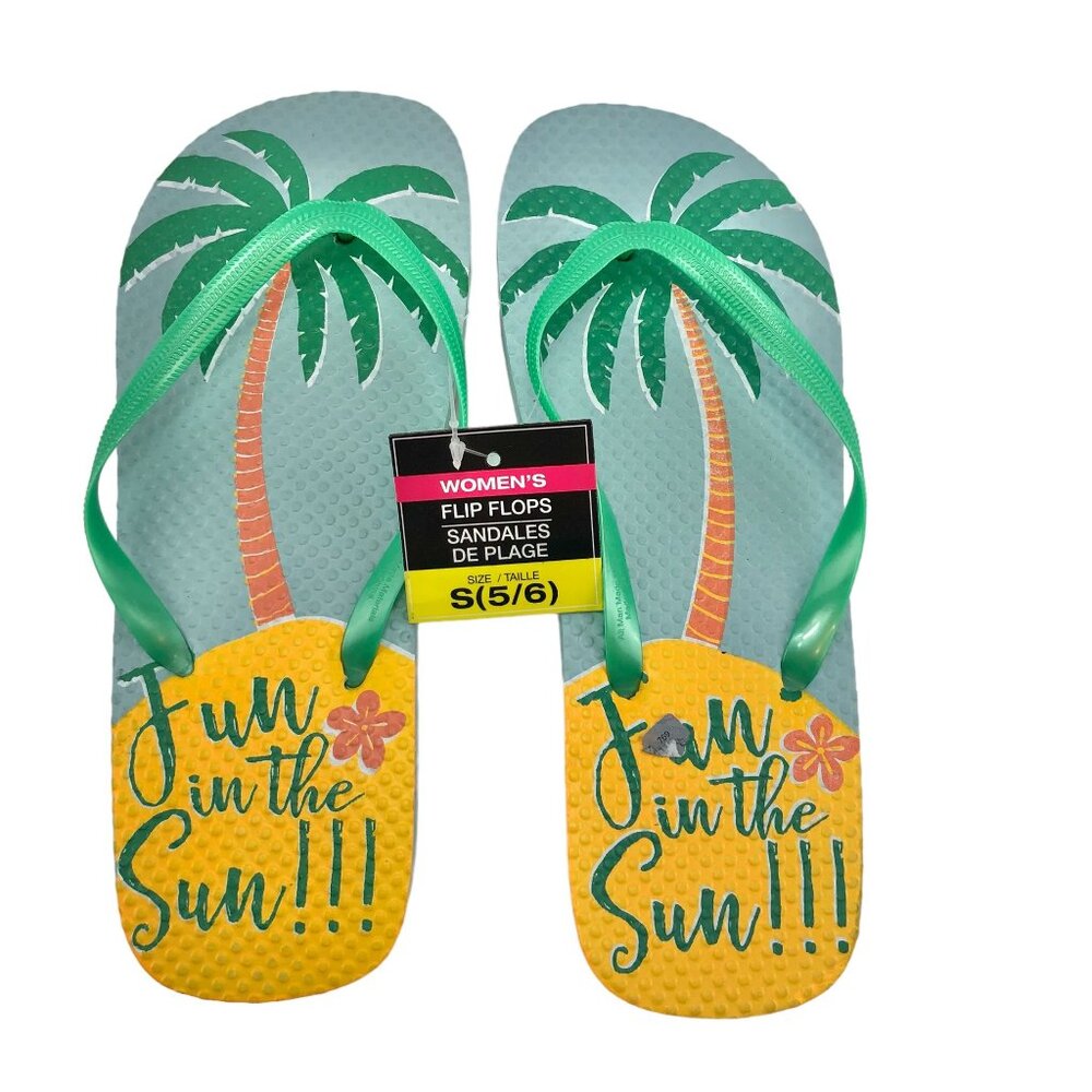 Flip Flops Fun in the Sun Small NEW Women's Beach Pool Camping Casual Summer